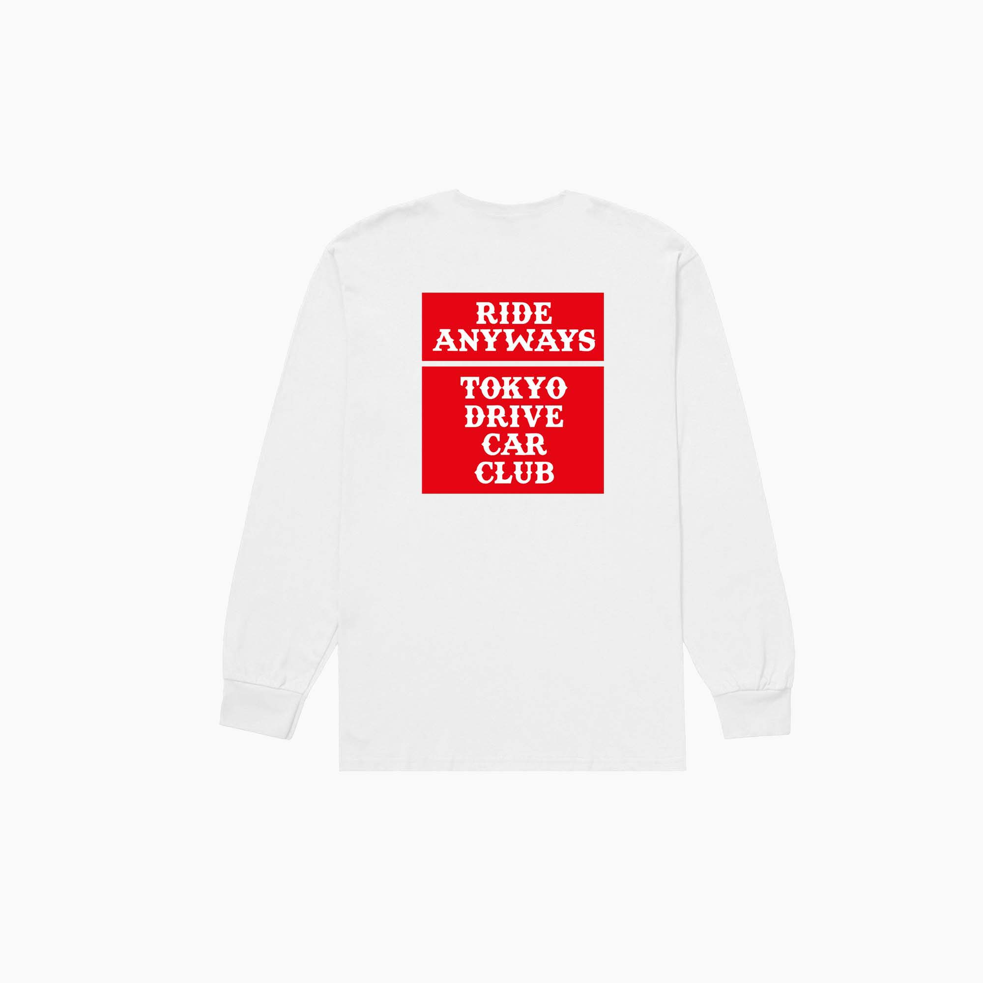 Anyways x Tokyo Drive Car Club | White Long Sleeve Tee-T-Shirt-Anyways-gpx-store