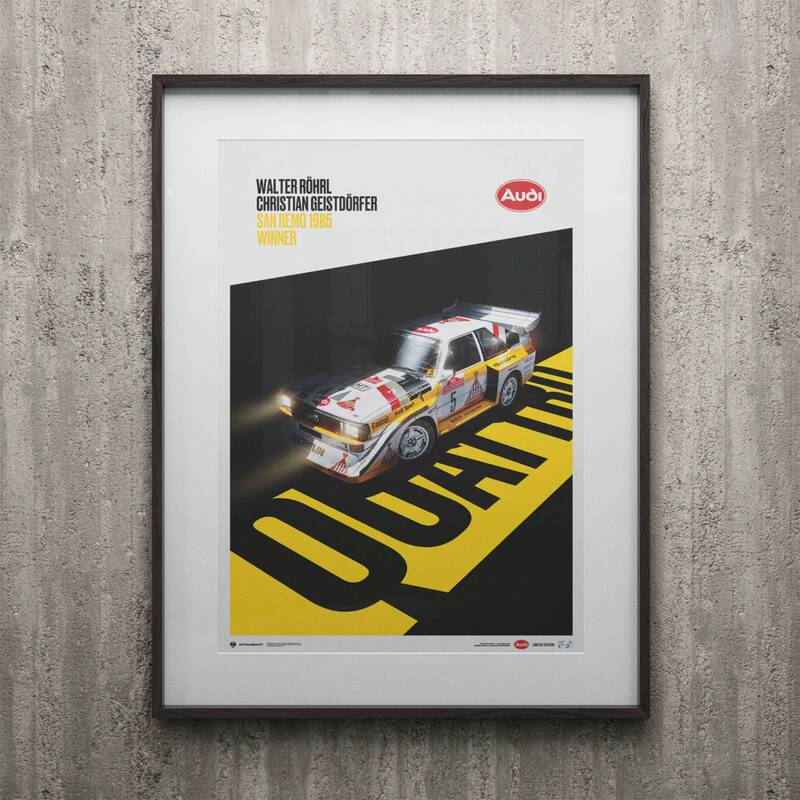 Automobilist | Audi Quattro S1 - Walter Röhrl & Christian Geistdörfer - Shadow - San Remo - 1985 | Limited Edition-Poster-Automobilist-gpx-store