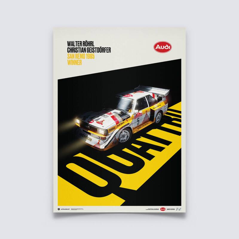 Automobilist | Audi Quattro S1 - Walter Röhrl & Christian Geistdörfer - Shadow - San Remo - 1985 | Limited Edition-Poster-Automobilist-gpx-store