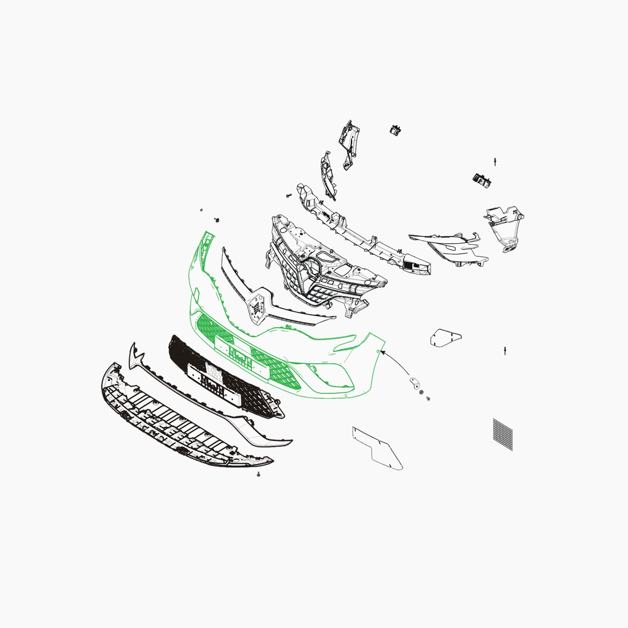 BJA0000048 - BOUCLIER AVANT ASS.BLANC GLACIER-Spare Parts-Clio Cup Middle East-gpx-store