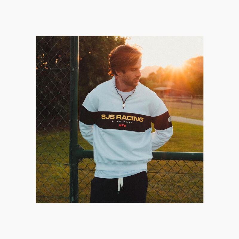 8JS | Racing Half Zip White Sweatshirt-Sweatshirt-8JS-gpx-store