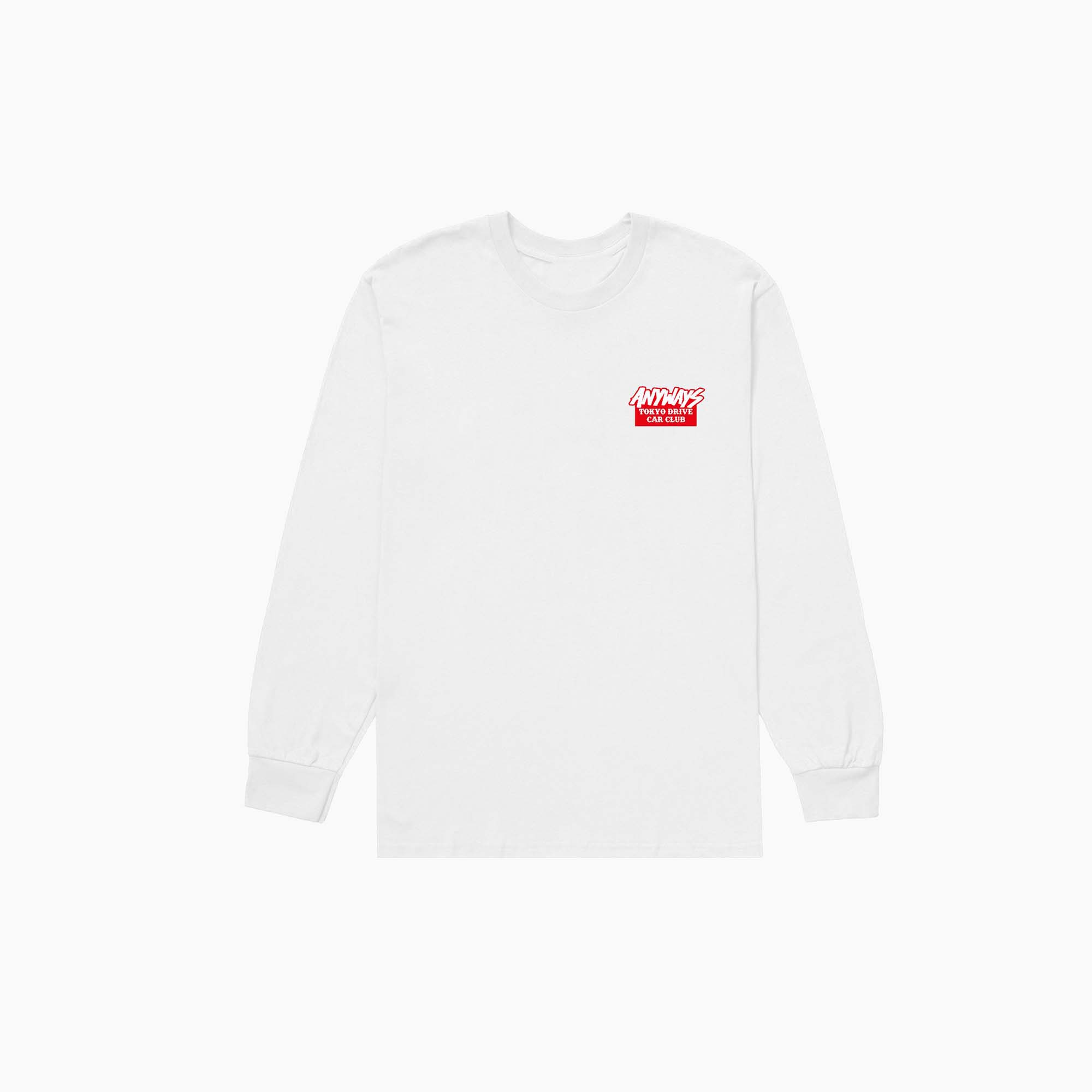 Anyways x Tokyo Drive Car Club | White Long Sleeve Tee-T-Shirt-Anyways-gpx-store