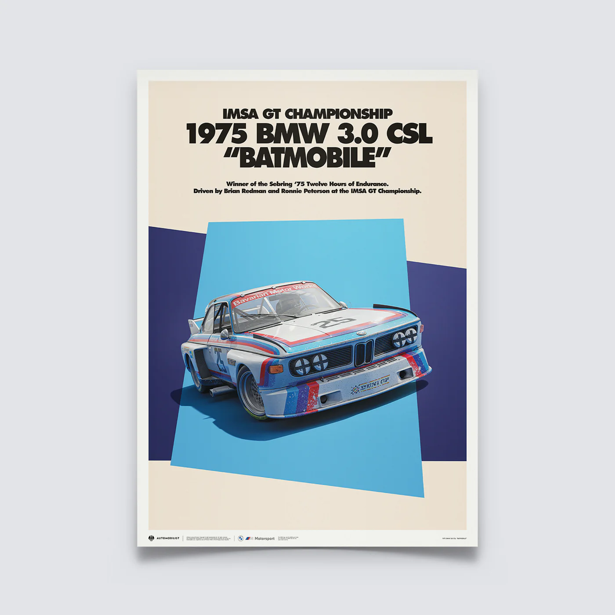 Automobilist | BMW 3.0 CSL "Batmobile" 1975 Art Car Series Poster-Poster-Automobilist-gpx-store