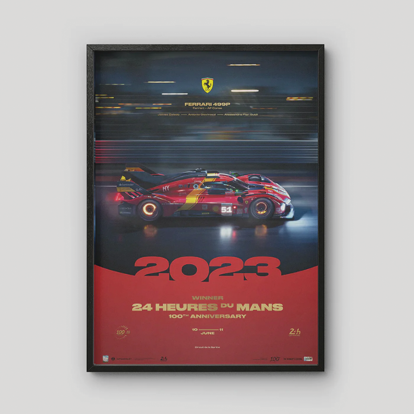 Automobilist | Ferrari 499P - 2023 100th Anniversary - 24h Le Mans Winners Poster-Poster-Automobilist-gpx-store