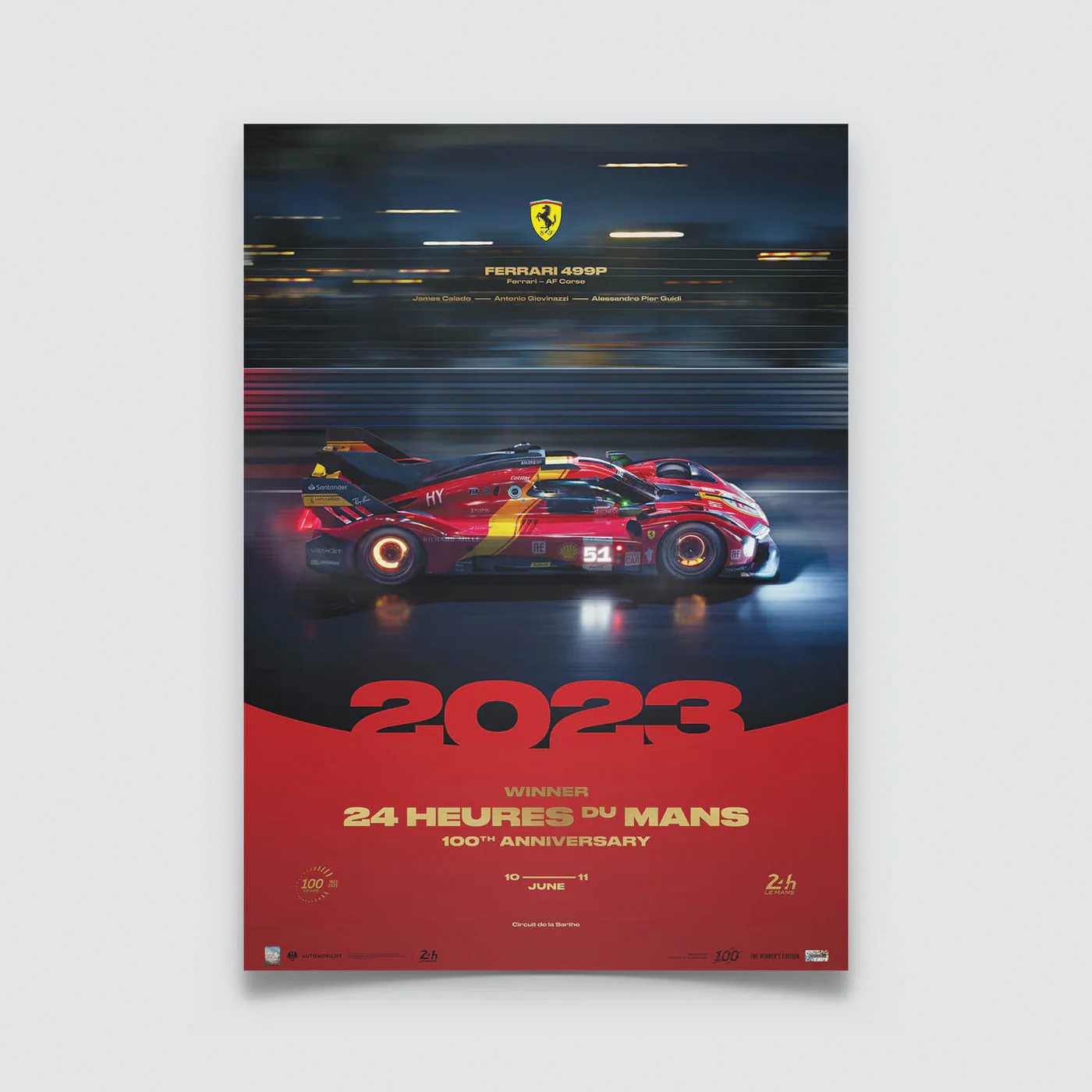 Automobilist | Ferrari 499P - 2023 100th Anniversary - 24h Le Mans Winners Poster-Poster-Automobilist-gpx-store