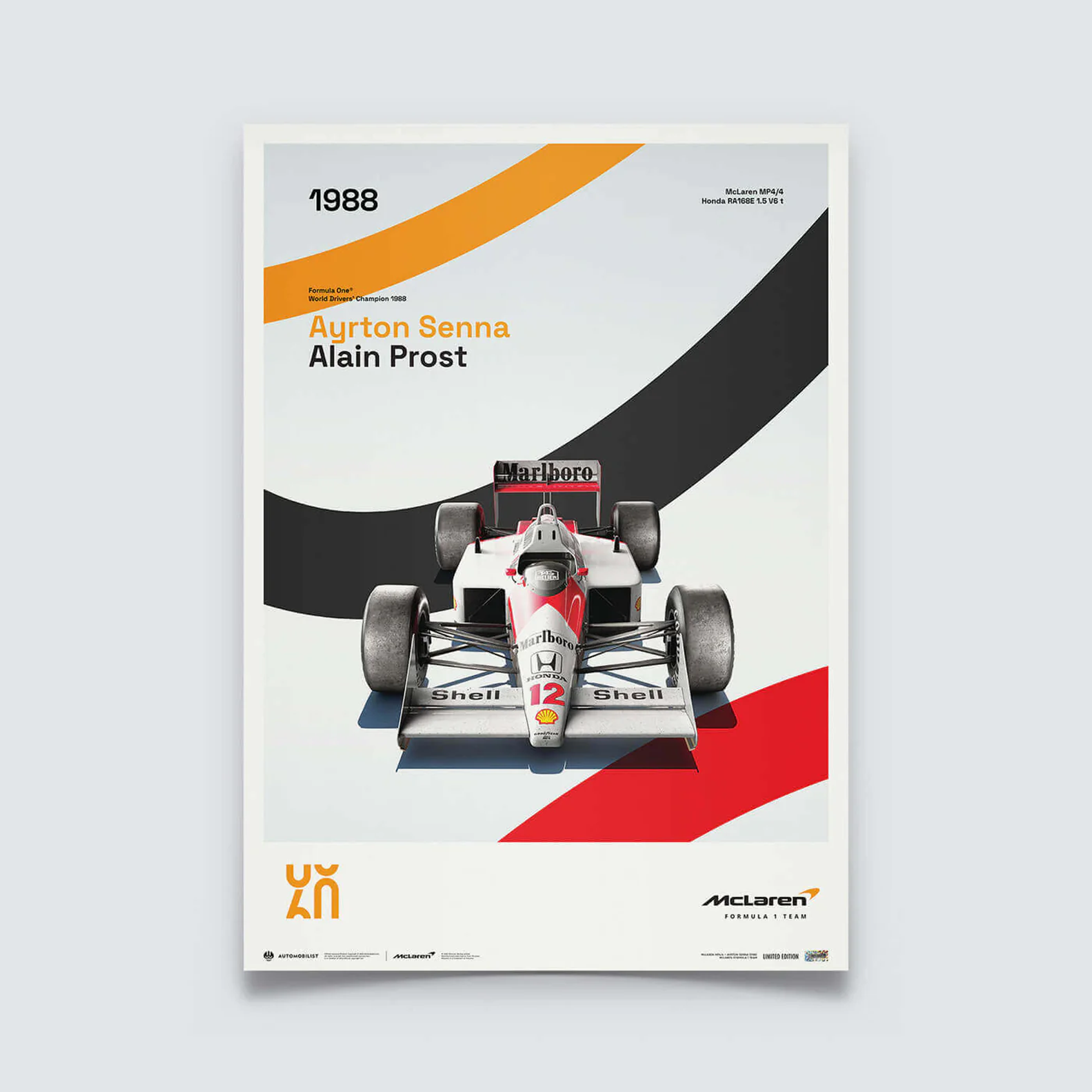 Automobilist | McLaren Racing MP4/4 - 1988 60th Anniversary - McLaren Poster-Poster-Automobilist-gpx-store