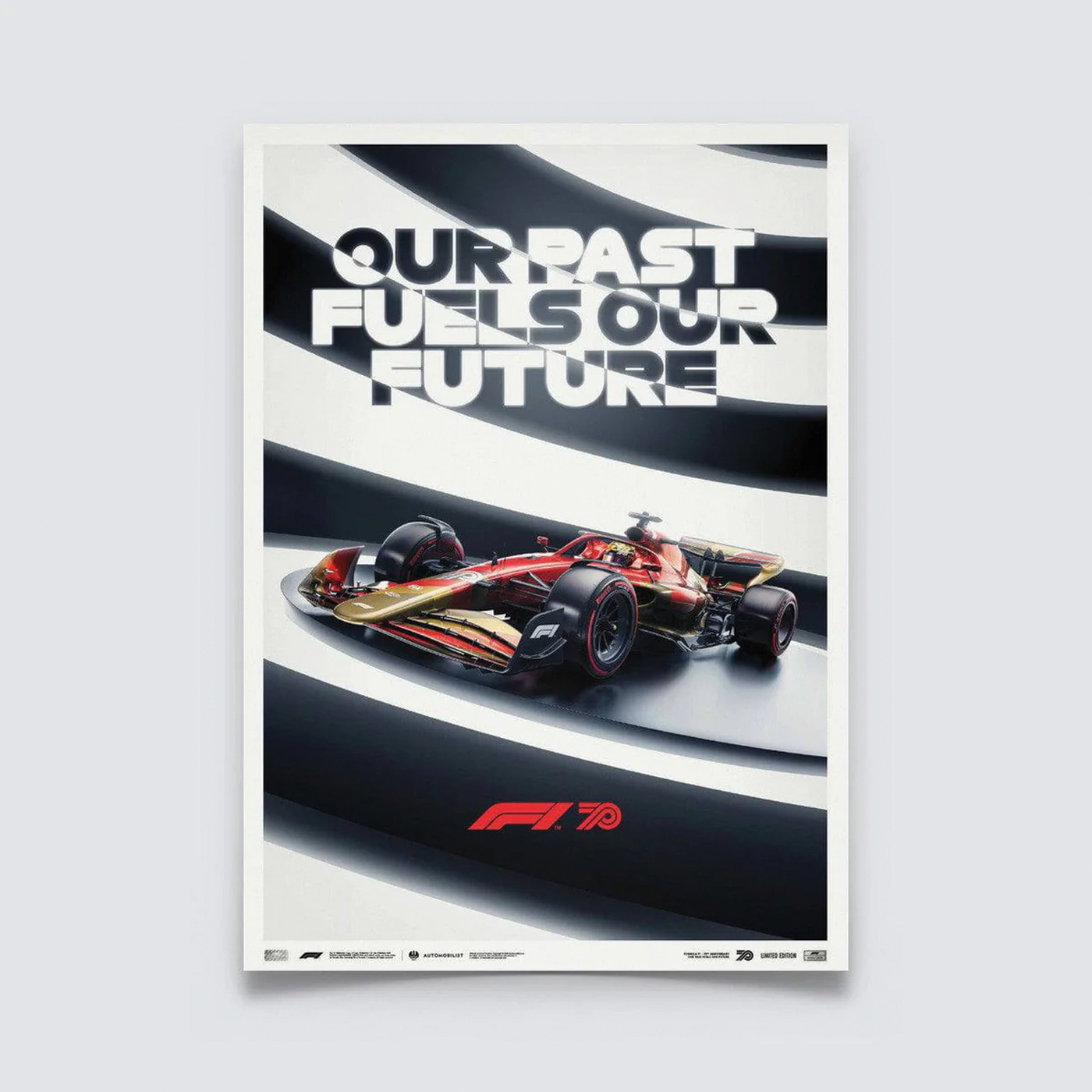 Automobilist | Our Past Fuels Our Future 70th Anniversary - Formula 1 Poster-Poster-Automobilist-gpx-store