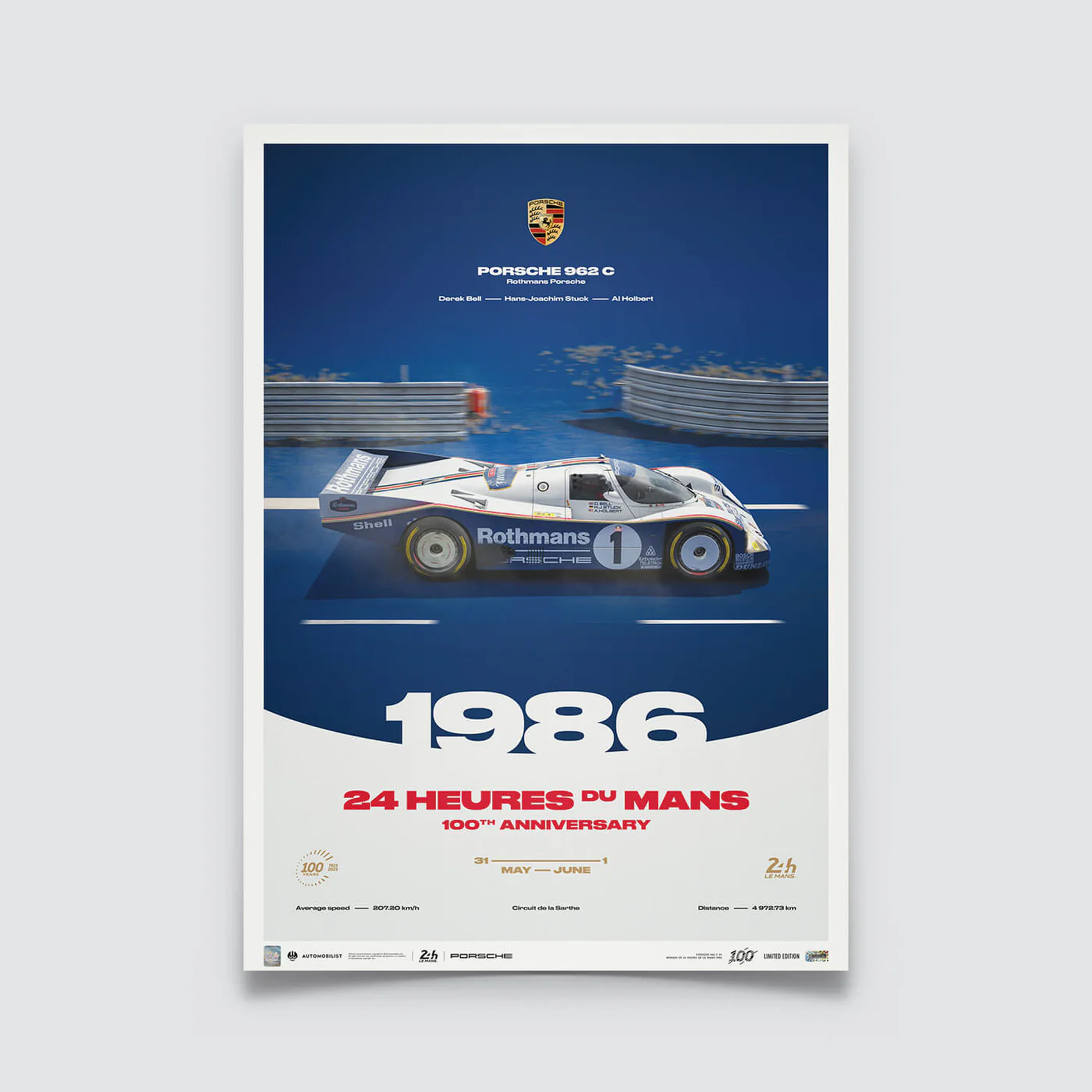 Automobilist | Porsche 962 C 1986 100th Anniversary 24h Le Mans Poster-Poster-Automobilist-gpx-store