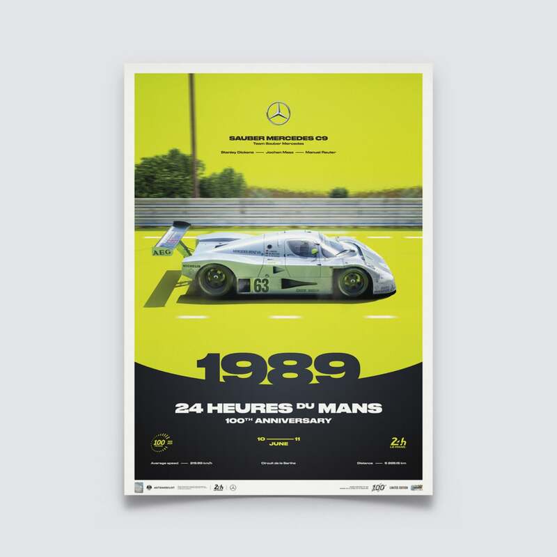 Automobilist | Sauber Mercedes C9 - 24h Le Mans - 100th Anniversary - 1989 | Limited Edition-Poster-Automobilist-gpx-store