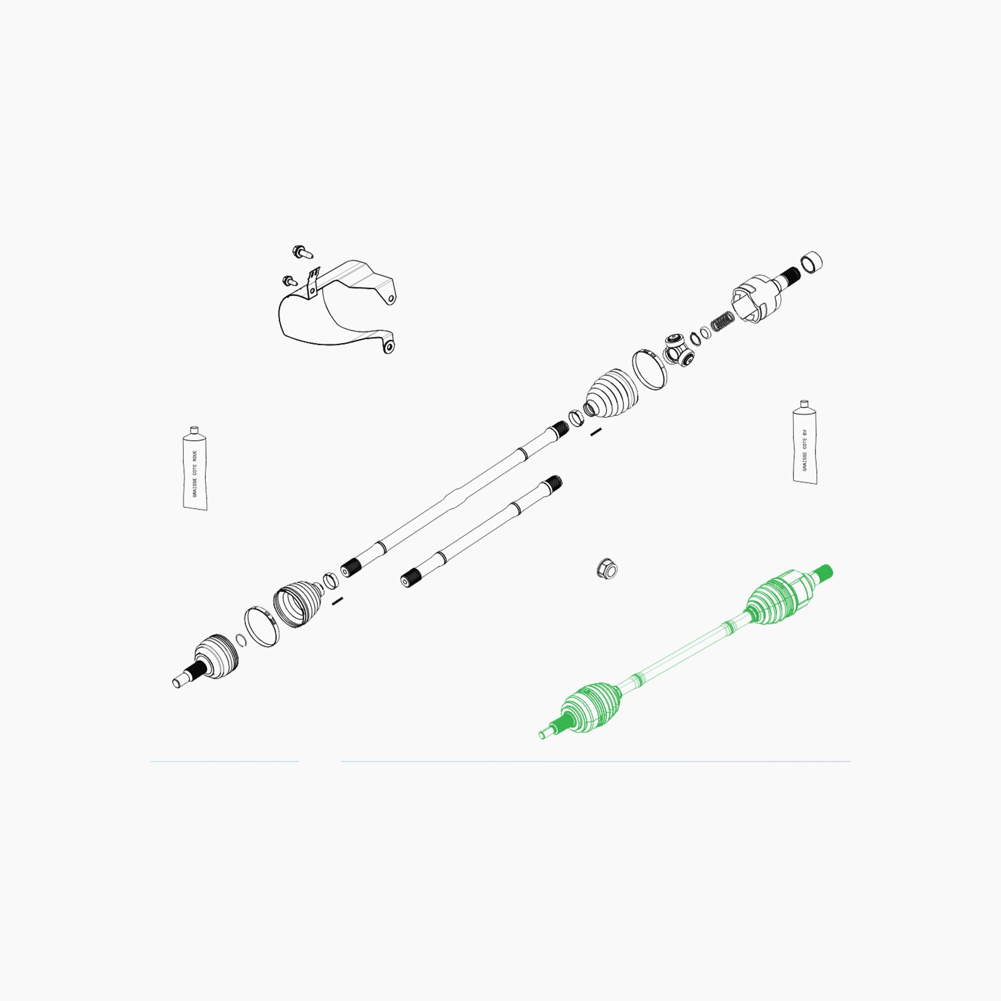 BJA0000476 - TRANSMISSION DROITE ASSEMBLE-Spare Parts-Clio Cup Middle East-gpx-store