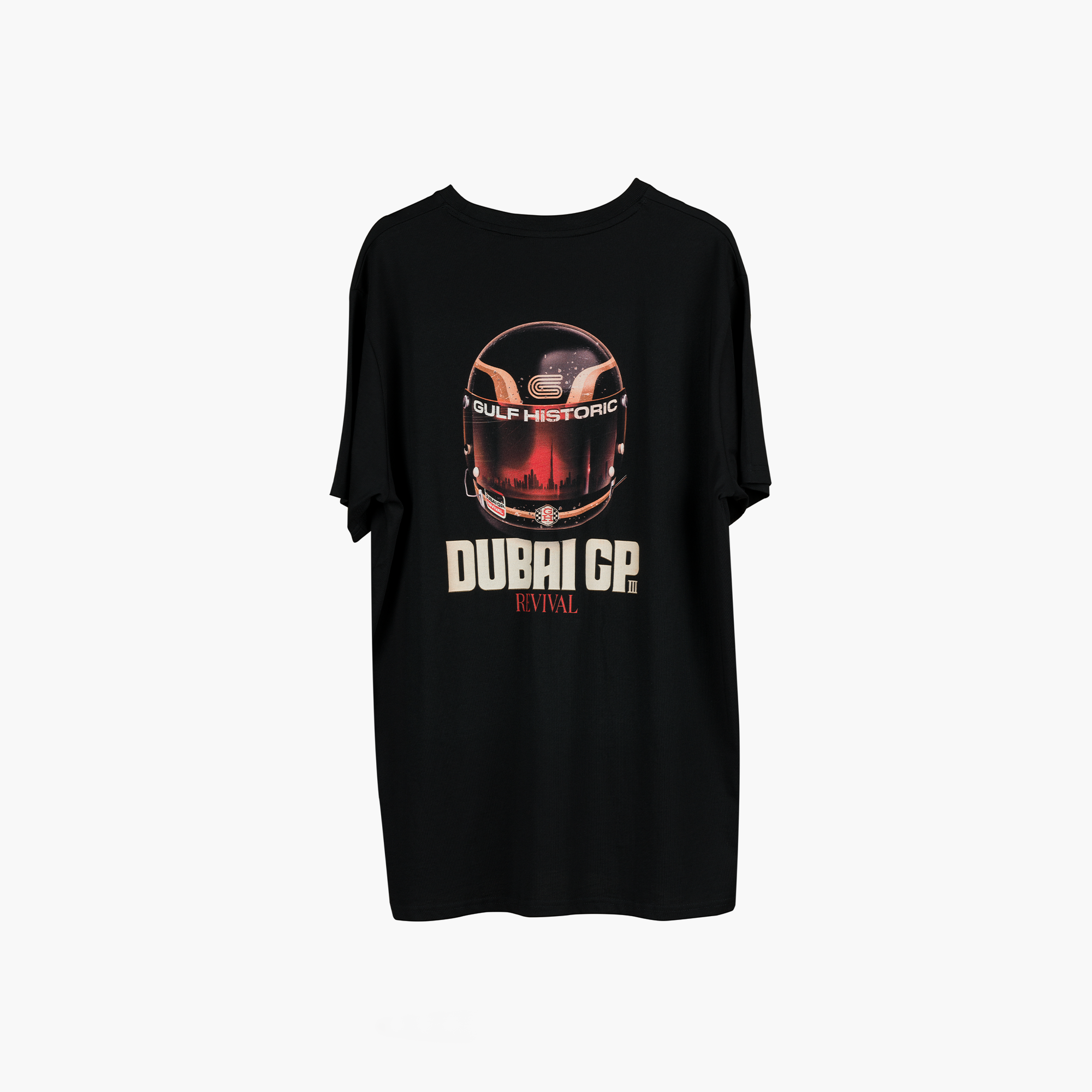 Gulf Historic | Dubai GP Revival III - Graphic Helmet Tee - Black-Gulf Historic-gpx-store