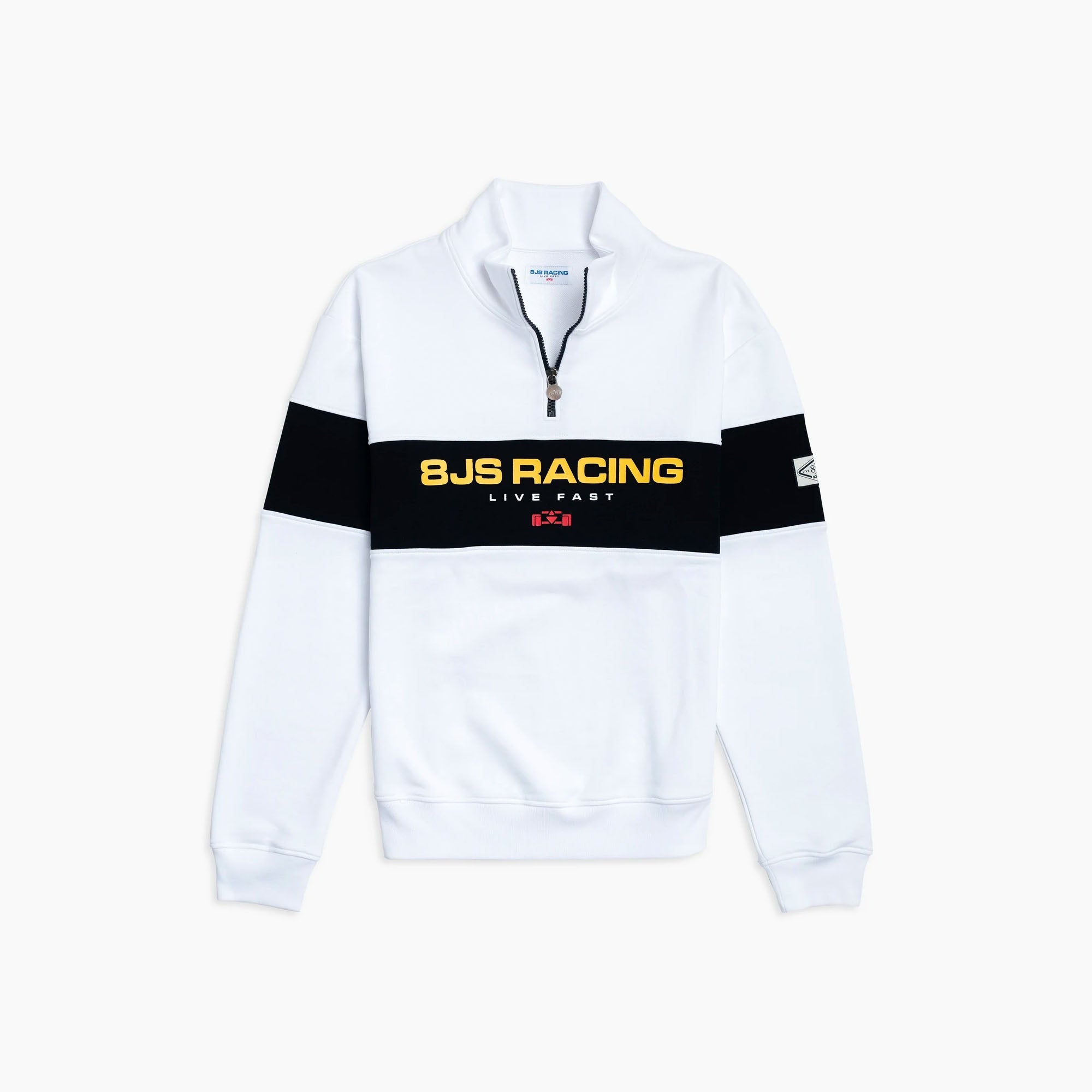 8JS | Racing Half Zip White Sweatshirt-Sweatshirt-8JS-gpx-store
