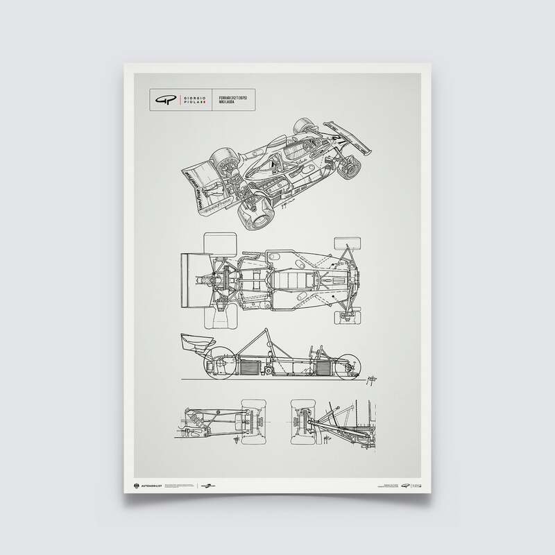 Automobilist | Giorgio Piola Technical Drawing Ferrari 312T Niki Lauda Poster-Poster-Automobilist-gpx-store