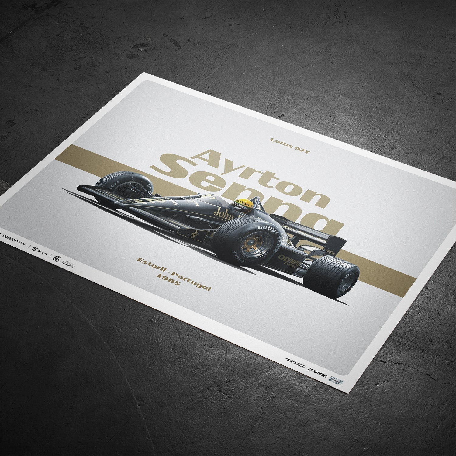 Automobilist | Lotus 97T Ayrton Senna Estoril 1985 Horizontal Tribute Limited Poster-Poster-Automobilist-gpx-store